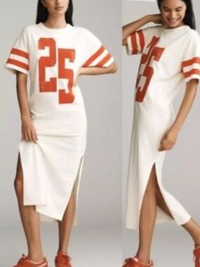 Daily Practice Graphic T-Shirt jersey Dress xs cream orange red